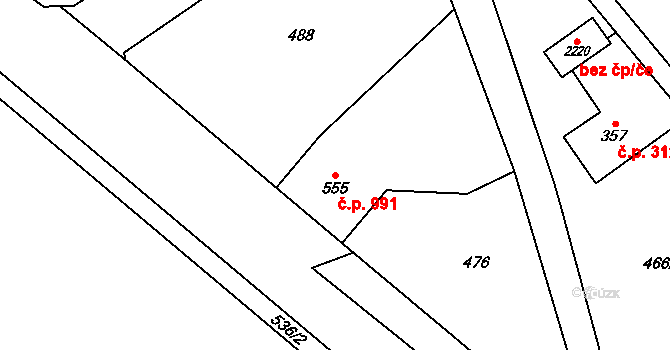 Nový Jičín 991 na parcele st. 555 v KÚ Nový Jičín-Horní Předměstí, Katastrální mapa