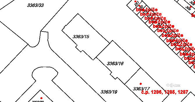 Kopřivnice 1286 na parcele st. 3363/16 v KÚ Kopřivnice, Katastrální mapa