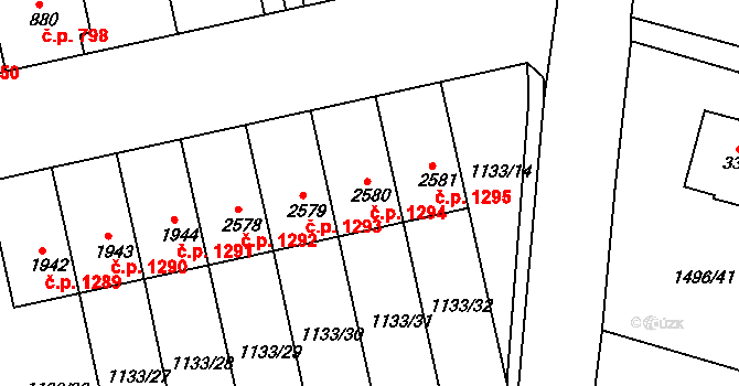 Humpolec 1294 na parcele st. 2580 v KÚ Humpolec, Katastrální mapa