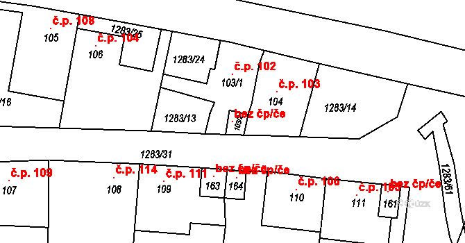 Želenice 106862847 na parcele st. 103/2 v KÚ Želenice u Mostu, Katastrální mapa