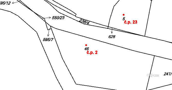 Pstruží 2, Merklín na parcele st. 46 v KÚ Pstruží u Merklína, Katastrální mapa
