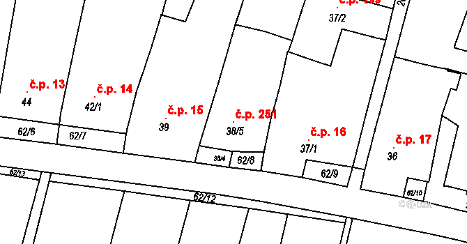 Dyjákovičky 251 na parcele st. 38/5 v KÚ Dyjákovičky, Katastrální mapa