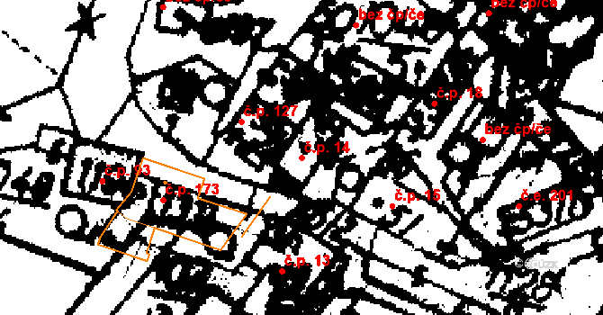 Velichov 14 na parcele st. 50/1 v KÚ Velichov, Katastrální mapa