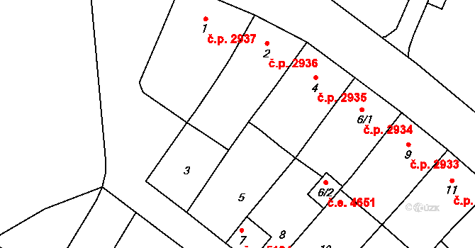 Helenín 3409, Jihlava na parcele st. 2/2 v KÚ Helenín, Katastrální mapa