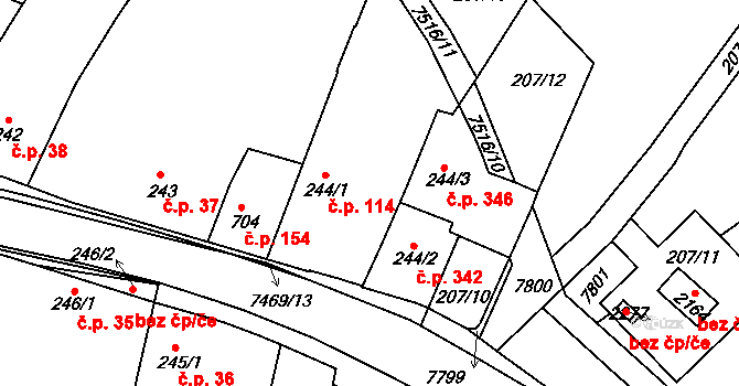 Telč-Štěpnice 114, Telč na parcele st. 244/1 v KÚ Telč, Katastrální mapa