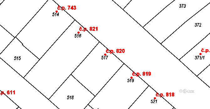 Mistřín 820, Svatobořice-Mistřín na parcele st. 517 v KÚ Mistřín, Katastrální mapa