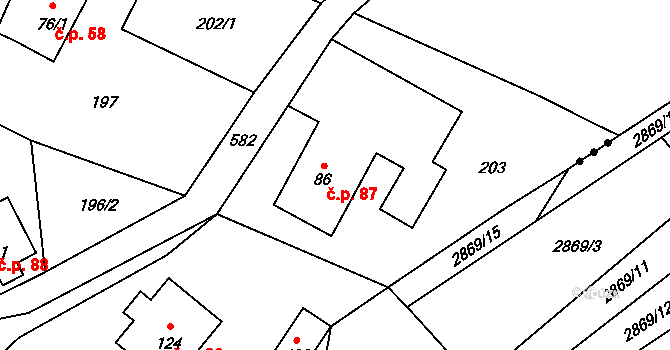 Drnovec 87, Cvikov na parcele st. 86 v KÚ Drnovec, Katastrální mapa