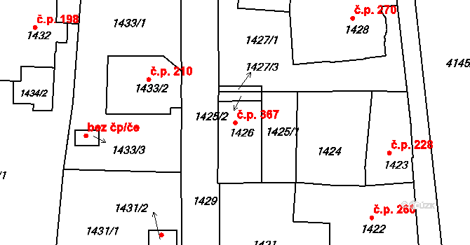 Podmoklice 367, Semily na parcele st. 1426 v KÚ Semily, Katastrální mapa