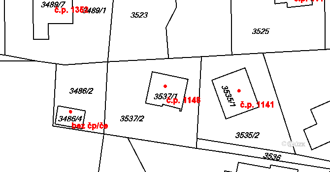 Lutyně 1148, Orlová na parcele st. 3537/1 v KÚ Horní Lutyně, Katastrální mapa