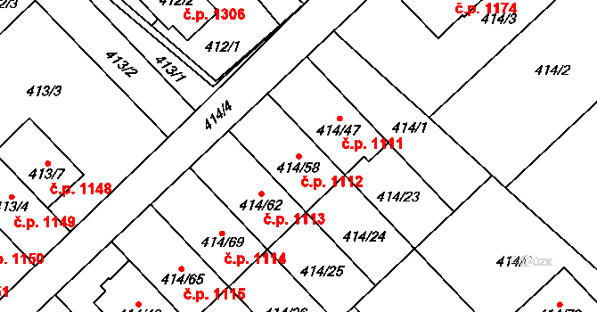 Poruba 1112, Orlová na parcele st. 414/58 v KÚ Poruba u Orlové, Katastrální mapa