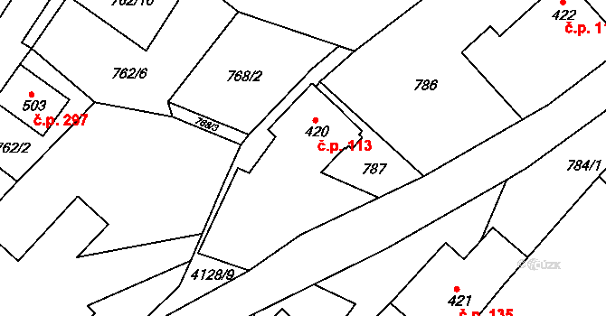Horní Sloupnice 113, Sloupnice na parcele st. 420 v KÚ Horní Sloupnice, Katastrální mapa