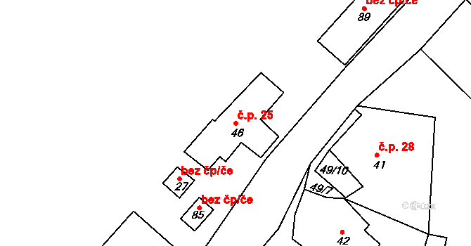 Tršnice 25, Cheb na parcele st. 46 v KÚ Tršnice, Katastrální mapa