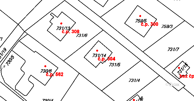 Rumburk 1 304, Rumburk na parcele st. 731/14 v KÚ Rumburk, Katastrální mapa