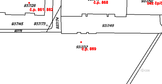 Teplické Předměstí 869, Bílina na parcele st. 937/32 v KÚ Bílina, Katastrální mapa