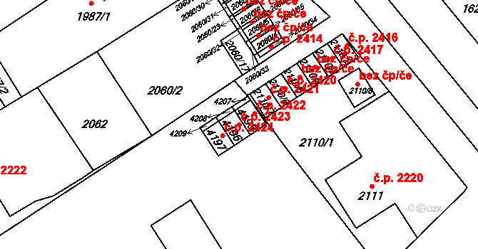 Mizerov 2423, Karviná na parcele st. 4196 v KÚ Karviná-město, Katastrální mapa