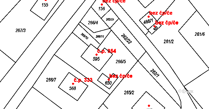 Milíkov 354 na parcele st. 595 v KÚ Milíkov u Jablunkova, Katastrální mapa