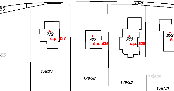 Březová 435, Březová-Oleško na parcele st. 783 v KÚ Březová u Zvole, Katastrální mapa
