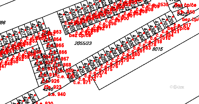 Hodonín 877 na parcele st. 4295 v KÚ Hodonín, Katastrální mapa