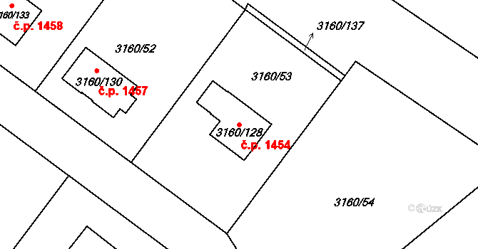 Žamberk 1454 na parcele st. 3160/128 v KÚ Žamberk, Katastrální mapa