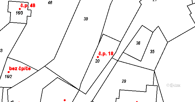 Arnoštovice 18, Heřmaničky na parcele st. 20 v KÚ Arnoštovice, Katastrální mapa