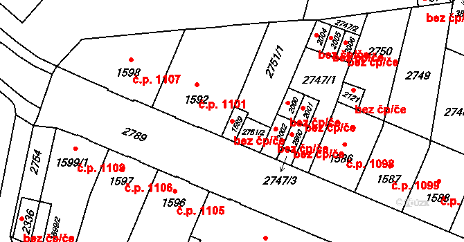 Opava 38093847 na parcele st. 1589 v KÚ Kateřinky u Opavy, Katastrální mapa