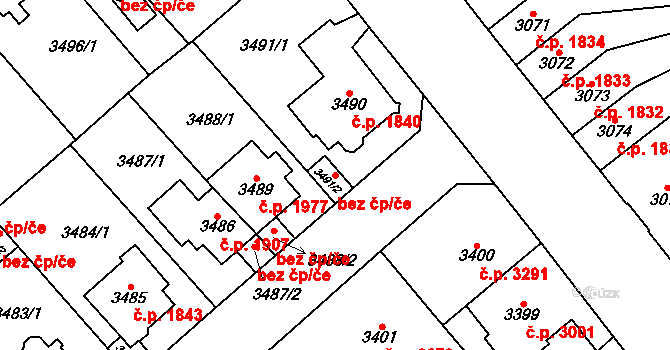 Chomutov 39094847 na parcele st. 3491/2 v KÚ Chomutov I, Katastrální mapa
