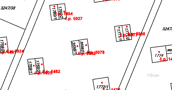Zlín 3078 na parcele st. 3598/2 v KÚ Zlín, Katastrální mapa