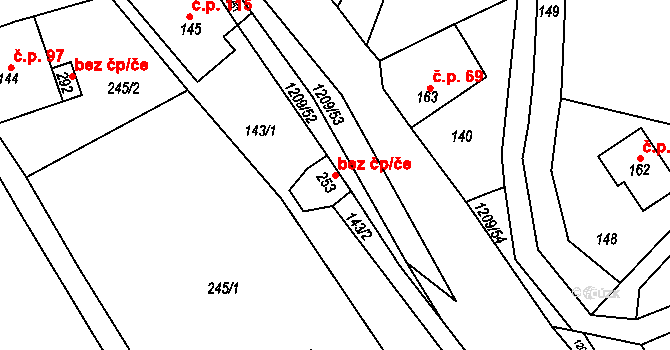 Horní Branná 42681847 na parcele st. 253 v KÚ Valteřice v Krkonoších, Katastrální mapa