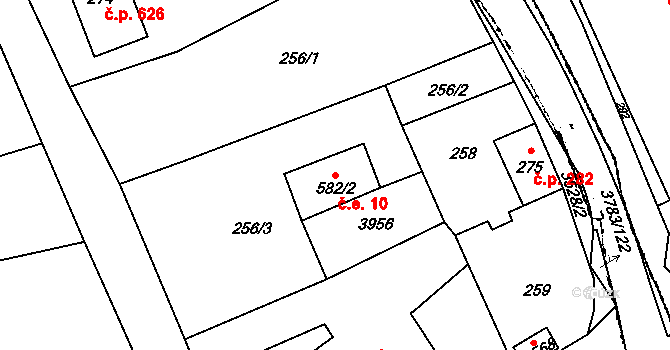 Cvikov II 10, Cvikov na parcele st. 582/2 v KÚ Cvikov, Katastrální mapa