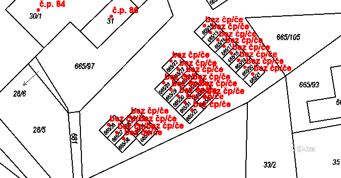 Svatava 43323847 na parcele st. 665/29 v KÚ Svatava, Katastrální mapa