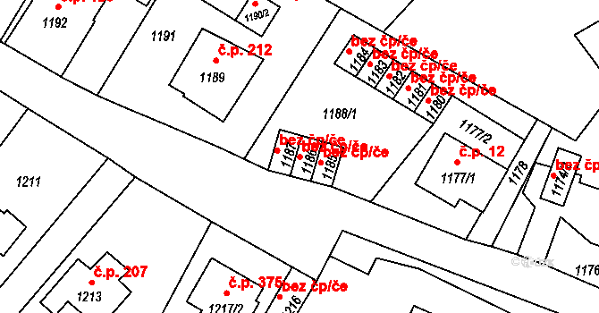 Jeseník 44347847 na parcele st. 1186 v KÚ Bukovice u Jeseníka, Katastrální mapa