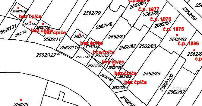 Teplice 45111847 na parcele st. 2562/110 v KÚ Teplice-Trnovany, Katastrální mapa