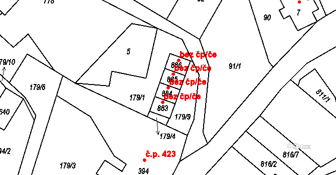 Lučany nad Nisou 46685847 na parcele st. 884 v KÚ Lučany nad Nisou, Katastrální mapa