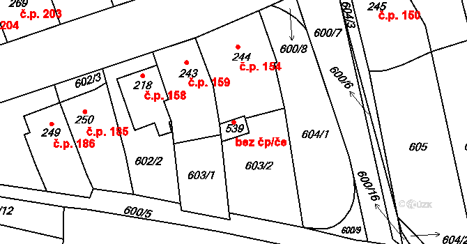 Zlín 47802847 na parcele st. 539 v KÚ Louky nad Dřevnicí, Katastrální mapa