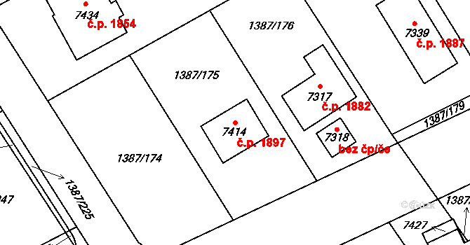 Beroun-Město 1897, Beroun na parcele st. 7414 v KÚ Beroun, Katastrální mapa