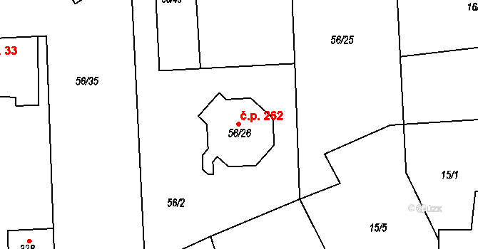 Útěchov 262, Brno na parcele st. 56/26 v KÚ Útěchov u Brna, Katastrální mapa