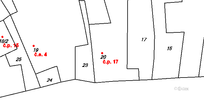 Načetín 17, Hora Svatého Václava na parcele st. 20 v KÚ Načetín u Drahotína, Katastrální mapa