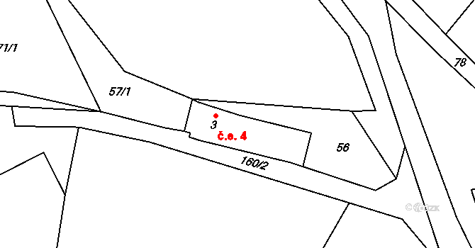 Dobřemilice 4, Čachrov na parcele st. 3 v KÚ Dobřemilice, Katastrální mapa
