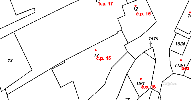 Litohlavy 15 na parcele st. 17 v KÚ Litohlavy, Katastrální mapa