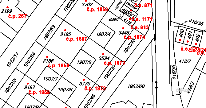 Náchod 1873 na parcele st. 3534 v KÚ Náchod, Katastrální mapa