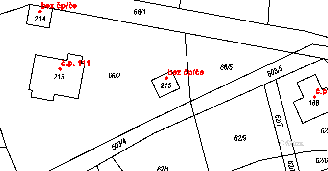 Slatiňany 78177847 na parcele st. 215 v KÚ Trpišov, Katastrální mapa