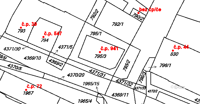 Veselí nad Lužnicí II 941, Veselí nad Lužnicí na parcele st. 795/3 v KÚ Veselí nad Lužnicí, Katastrální mapa