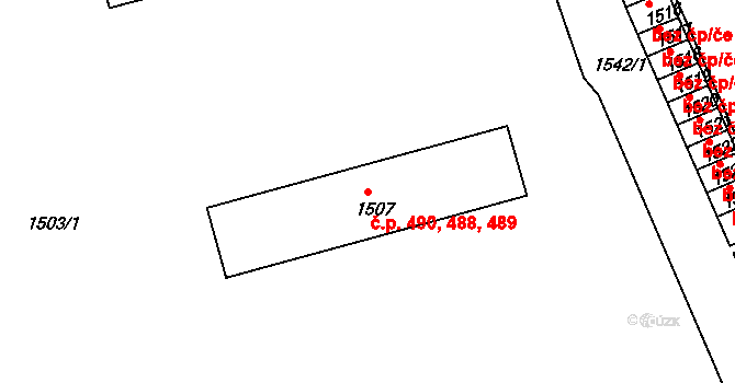 Šenov u Nového Jičína 488,489,490 na parcele st. 1507 v KÚ Šenov u Nového Jičína, Katastrální mapa