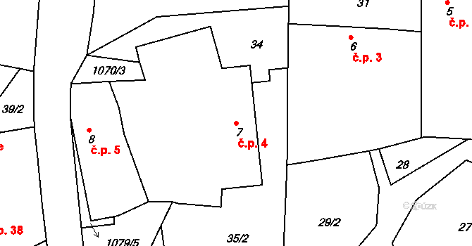 Metánov 4, Častrov na parcele st. 7 v KÚ Metánov, Katastrální mapa