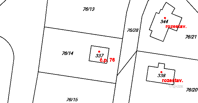 Štíhlice 76 na parcele st. 337 v KÚ Štíhlice, Katastrální mapa