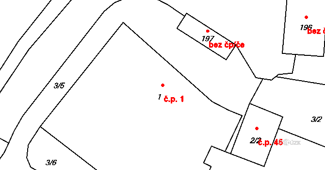 Oselce 1 na parcele st. 1 v KÚ Oselce, Katastrální mapa