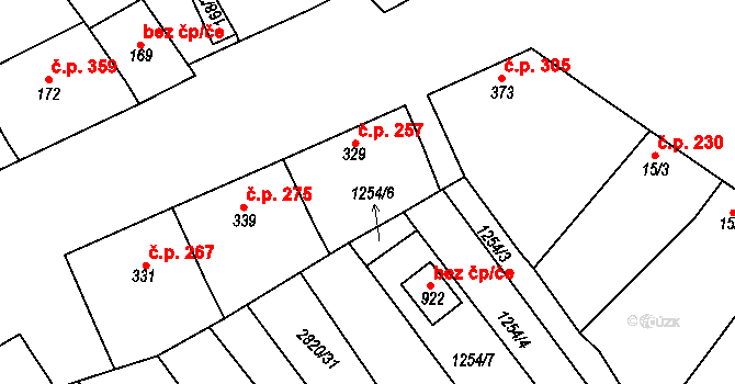 Vrbice 257 na parcele st. 329 v KÚ Vrbice u Velkých Pavlovic, Katastrální mapa