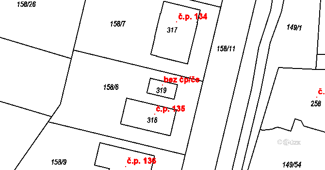 Kyškovice 105580848 na parcele st. 319 v KÚ Kyškovice, Katastrální mapa