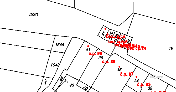 Seloutky 99 na parcele st. 41 v KÚ Seloutky, Katastrální mapa