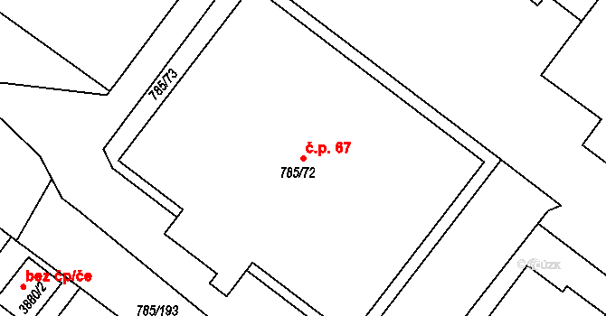 Šipší 67, Kutná Hora na parcele st. 785/72 v KÚ Sedlec u Kutné Hory, Katastrální mapa
